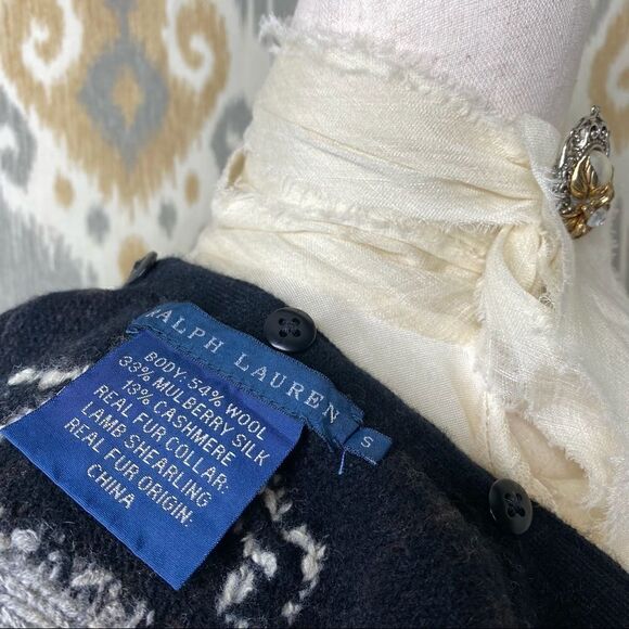 Ralph Lauren Black, Gray & Ivory Southwest Knit Sweater Vest - Picture 2 of 16